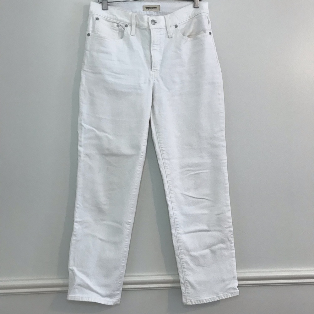 Madewell Midrise perfect vintage straight white jeans